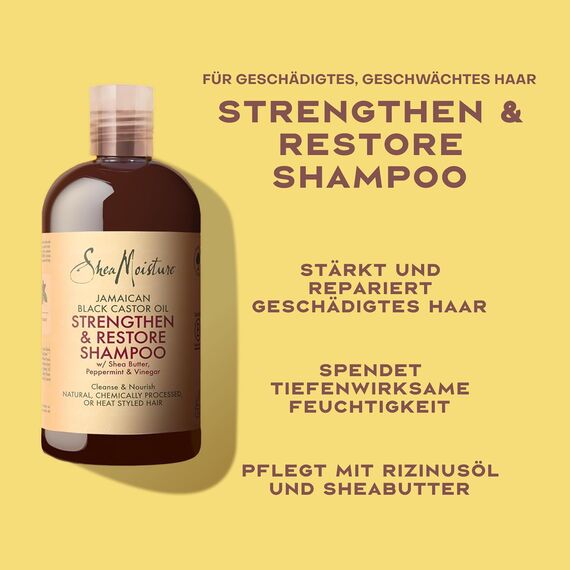 Shea Moisture Jamaican Black Castor Oil Strength & Restore Shampoo, 384 ml – Für geschädigtes und schwaches Haar