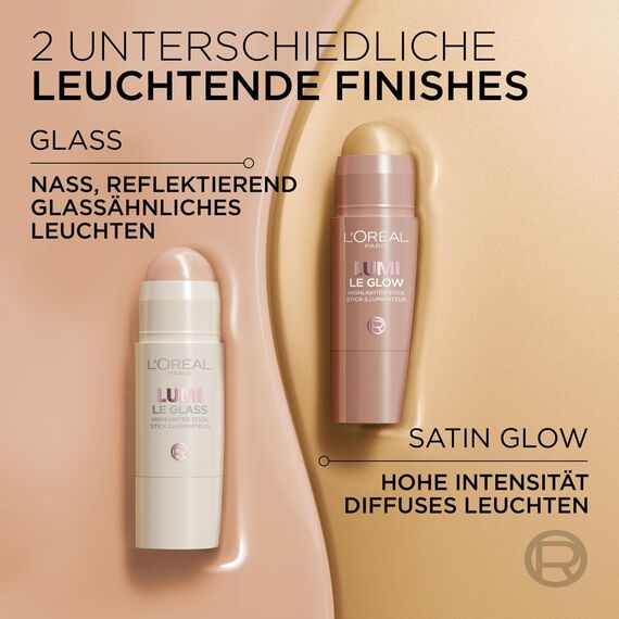 L'Oréal Paris Lumi Le Glow Highlighter Sticks Glowy, Make up Teint für das Gesicht, Contouring, Für einen strahlenden Teint, Leicht aufbaubar, Ganztägiger Halt, Farbe: 635 GOLDEN COUTURE, 1 x 7 ml