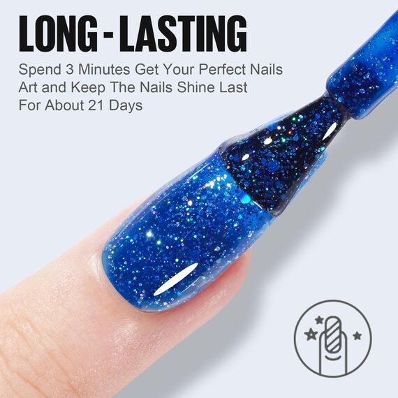 TOMICCA UV Nagellack Bleu Set, 4 Farben Herbstfarben Blue Glitzer Collection Gel Nagellack, Soak-Off UV/LED Geschenk für Nagelstudio DIY Home, 8ML