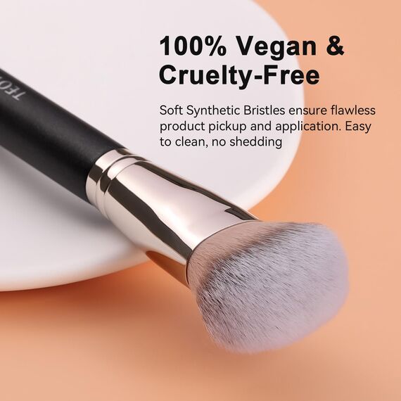 TEOYALL gewölbter Fundamentpinsel, weiche dichte synthetische Borsten Mischpinsel für flüssige Creme Foundation Bronzer Kontur