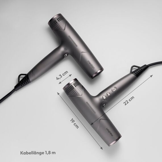 MEDION Föhn - Ionen Haartrockner mit Diffusor HD2 (Ionen, 1.500 Watt, Stylingdüse, vielseitige Aufsätze, leise langlebiger BLDC Motor, Selbstreinigungsfunktion, langes Netzkabel) Haarföhn schwarz