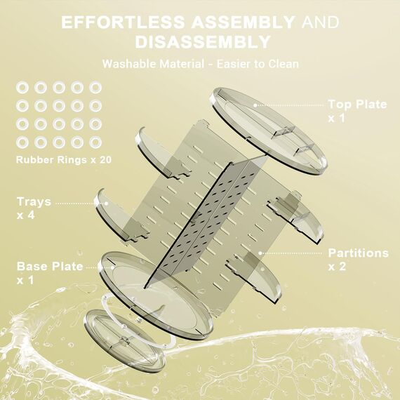 Auxmir Make Up Organizer mit 9 Einstellbaren Stufen, 360° Drehbar Schminktisch Kosmetik Organizer, Extra Größer Verbessert Schmink Organizer Skincare für Dresser Schlafzimmer Badezimmer, Grau