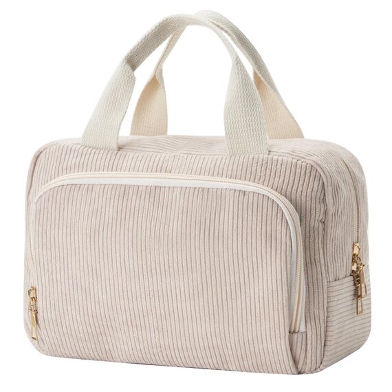 Funtlend Kulturtasche Damen Cord Kosmetiktasche kulturbeutel Kosmetik Tasche Reise Kulturbeutel Waschtasche für Travel Mädchen