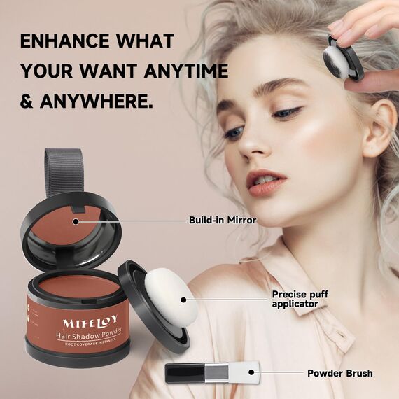 MIFELOY Unsichtbares Ansatzpuder, Männer Wasserfestes Haaransatz Puder, Frauen Soforteffekt Concealer zur Haarverdichtung, Haar Abdecken zum Ansatz kaschieren Dünne Stellen Kahle Graue, Kastanienbraun