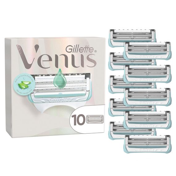 Gillette Venus Damen Rasierklingen — 10 ORIGINAL Ersatzklingen für Damen Nassrasierer, Damenrasierer für den Intimbereich — Kompatibel mit Venus Intimrasierer