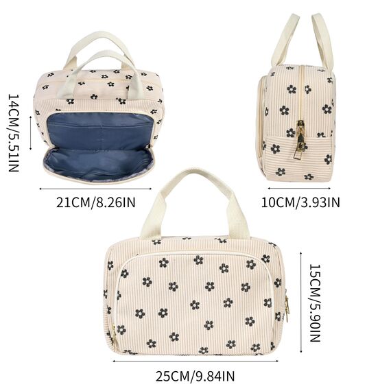 Funtlend Kulturtasche Damen Cord Kosmetiktasche kulturbeutel Kosmetik Tasche Reise Kulturbeutel Waschtasche für Travel Mädchen