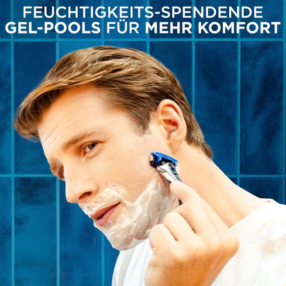 Wilkinson Sword - Hydro 5 Rasierer für Männer, Rasiergriff + 6 Rasierklingen, Feuchtigkeitsspendende Gel-Pools und umklappbarer Trimmer