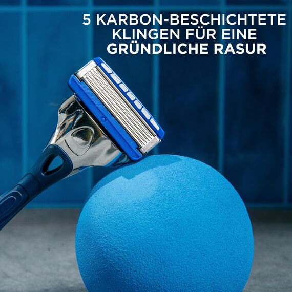 Wilkinson Sword - Hydro 5 Rasierer für Männer, Rasiergriff + 6 Rasierklingen, Feuchtigkeitsspendende Gel-Pools und umklappbarer Trimmer