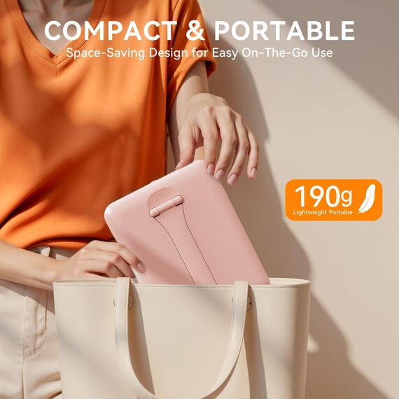 Auxmir Kosmetikspiegel mit Beleuchtung, Ultra Dünn Schminkspiegel mit 3 Lichtfarben, LED Spiegel mit Beleuchtung, USB Wiederaufladbar Tischspiegel Reisespiegel für Schminktisch, Reise, Rosa