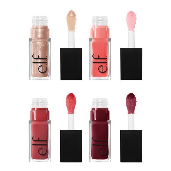 e.l.f. Glow Reviver Quad Goals Lip Oil Kit, 4 Farben: Pink Quartz, Rose Envy, Jam Session, Crystal Baller, Feuchtigkeitsspendende Formel, Hochglanz-Finish, Vegan & Tierversuchsfrei