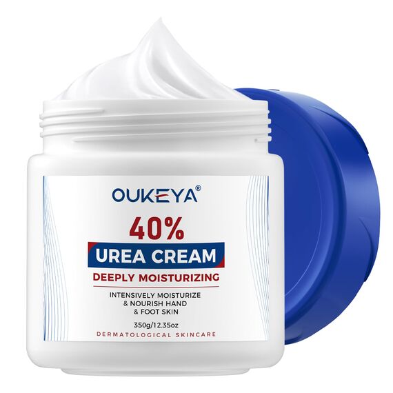 OUKEYA Urea-Creme 40 Prozent für Fuß und Hände, Urea Cream Fuß, Fußcreme, Harnstoffcreme für Trockene, Rissige Füße, Anti Hornhaut, Lotion für Fersen, Ellenbogen, Maximaler Stärke, 350g