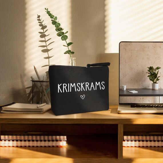 MEJOSER Krimskrams Kosmetiktasche Klein Schwarz Kulturtasche Schminktasche Kulturbeutel Kleine Make Up Tasche mit Spruch Organizer für Damen Mädchen Reise Geldbeutel