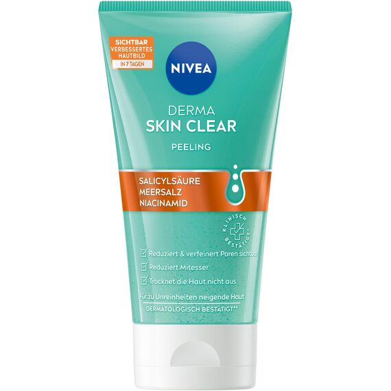 NIVEA Derma Skin Clear Peeling, porenverfeinerndes Peeling für Gesicht und Körper, Gesichtsreinigung mit Salicylsäure & Niacinamid für ein sichtbar verbessertes Hautbild (150 ml)