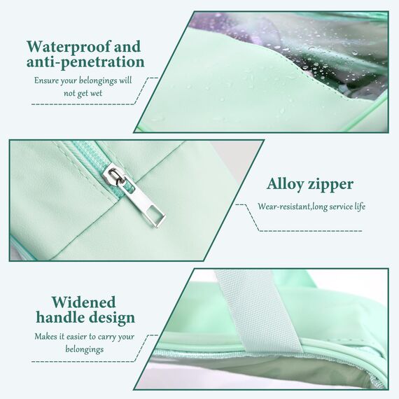 Luxoraiova Kosmetiktasche Durchscheinend, Kulturtasche Damen, Tragbare Kulturbeutel Herren, Flugzeug PVC Waschtasche Damen Wasserdicht, Kulturtaschen für Männer, Frauen, Familie (Grün)