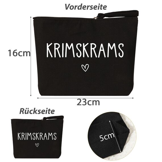 MEJOSER Krimskrams Kosmetiktasche Klein Schwarz Kulturtasche Schminktasche Kulturbeutel Kleine Make Up Tasche mit Spruch Organizer für Damen Mädchen Reise Geldbeutel