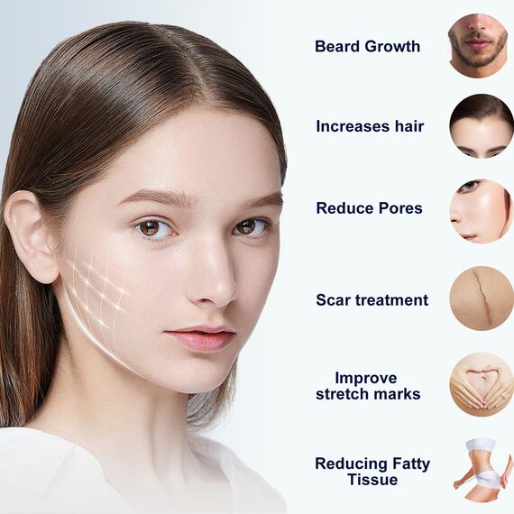 Derma-Stempel, Derma Stamp Einstellbar Microneedling Dermastamp Derma Roller 0-3mm,Professioneller 140 Titanium Pins Derma Roller Microneedle Dermapen für Haar Bart Gesicht Körper