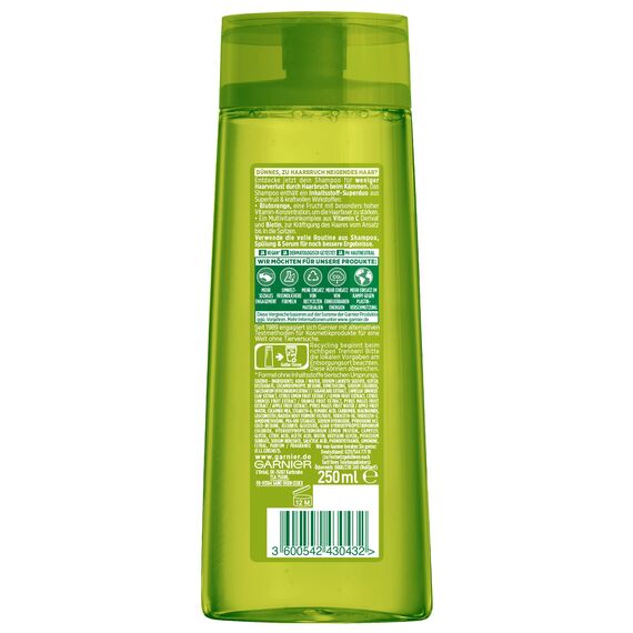Garnier Kräftigendes Shampoo für dünnes und brüchiges Haar, Effektiv gegen Haarverlust, Mit Vitamin C und Blutorange, Fructis Vitamine & Kraft, 300 ml (Packung mit 5)