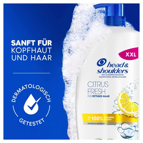 Head & Shoulders Citrus Fresh Anti-Schuppen-Shampoo für Fettiges Haar 800 ml Pumpspender, Bis zu 100 Prozent Schuppenschutz, Klinisch Getestet, Sauberes Frischegefühl mit Zitrusduft
