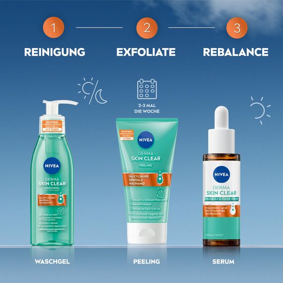 NIVEA Derma Skin Clear Peeling, porenverfeinerndes Peeling für Gesicht und Körper, Gesichtsreinigung mit Salicylsäure & Niacinamid für ein sichtbar verbessertes Hautbild (150 ml)