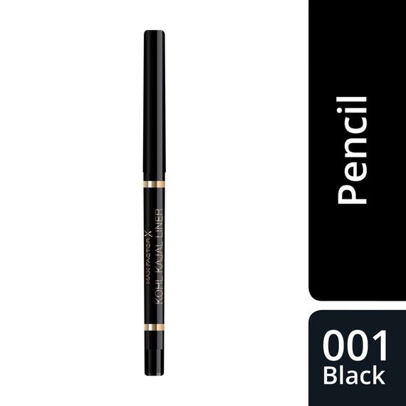 MAX FACTOR - Masterpiece Kohl Kajal Automatic Eyeliner Pencil - Up To 24hr Wear - Buttery Soft Application, Intense Colour, Kajal Formula For Sensistive Eyes - 001 Black (Packung mit 3)