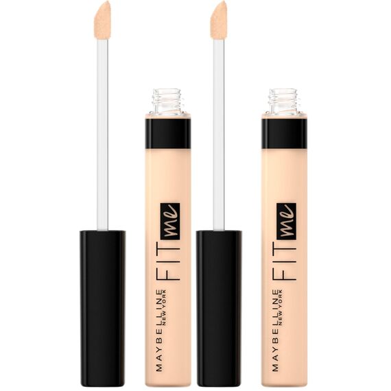 Maybelline Fit Me! Concealer Nr. 10 Light, flüssiger Concealer, kaschiert Hautunebenheiten, hellt dunkle Stellen im Gesicht auf, für wache Augen und einen makellosen Teint, 6,8 ml (Packung mit 2)