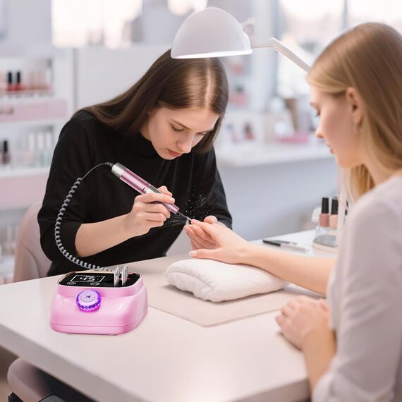 ANBEISTEE Professionell 45000 RPM Elektrische Nagelfräser, Tragbare Nagelfeile, Fräser Nägel, Nagelbohrer, Pediküre, Acrylnagel Gel Polieren Entfernen, Geeignet für Salons und Familien, Rosa