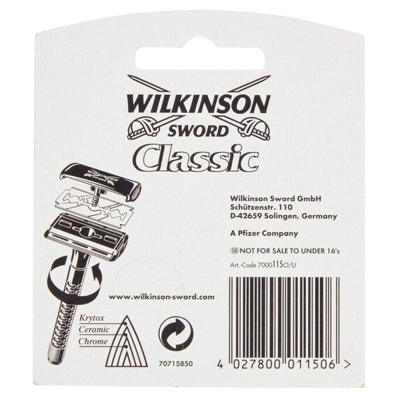 Wilkinson Sword Classic Rasierklingen für Herren Rasierer 10 St (Packung mit 10)