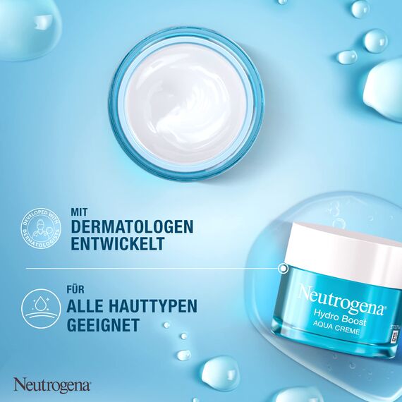 Neutrogena Hydro Boost Gesichtscreme Aqua mit Hyaluron ölfrei und parfümfrei für trockene Haut, 50 ml (Packung mit 2)