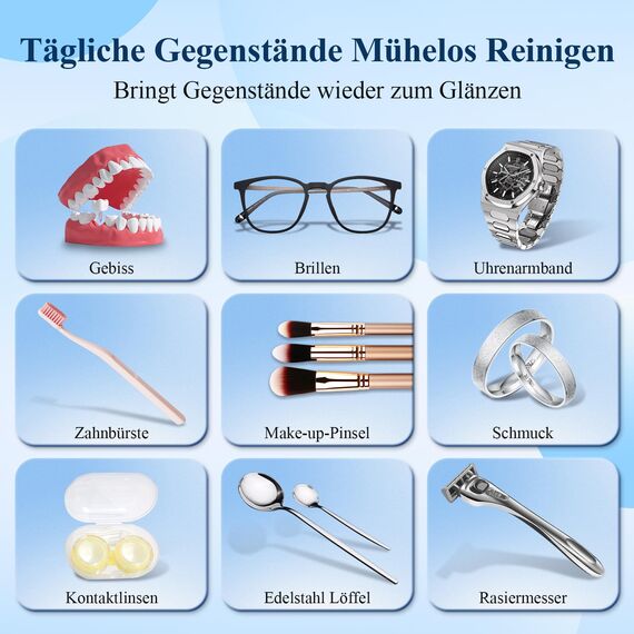 Minthouz Ultraschallreinigungsgerät - 48kHz UV Ultrasonic Cleaner 500ml Digital Ultraschallreiniger mit 5 Modi zur Reinigung von Schmuck Uhren Brillen und Zahnprothesen – für den Hausgebrauch