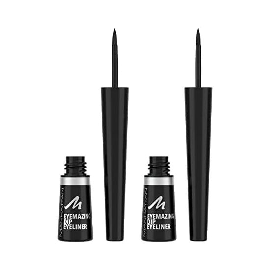 Manhattan Eyemazing Dip Eyeliner Fb. 001 Black, hochpigmentierter, wischfester Eyeliner mit matt-schwarzem Finish, 7ml (Packung mit 2)