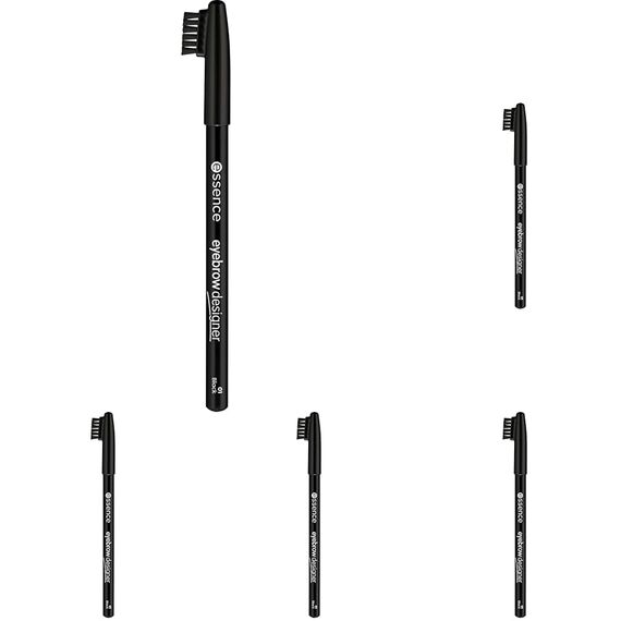 essence cosmetics eyebrow DESIGNER, Eye Pencil, Augenbrauenstift, Nr. 01 black, schwarz, definierend, vegan, Mikroplastik Partikel frei, Nanopartikel frei (1g) (Packung mit 5)