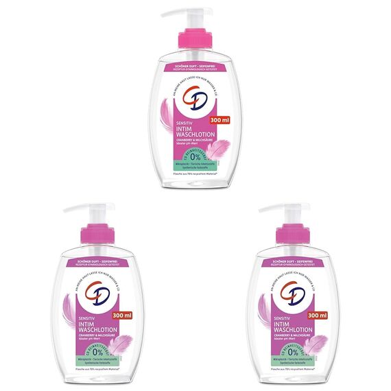 CD Wohlfühl Intim Waschlotion, 300 ml, Lotion zur milden Reinigung des Intimbereichs, mit Cranberry-Extrakt & Milchsäure, seifenfreie Körperpflege, dezenter Duft, vegan (Packung mit 3)