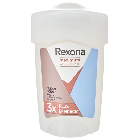 Rexona Maximum Protection Deo Creme Clean Scent Anti Transpirant mit 3x Schutz bei Stress, Hitze & Bewegung 96H extremer Schutz 45 ml (Packung mit 4)