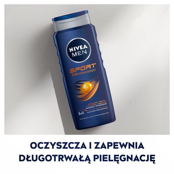 NIVEA MEN Sport Duschgel, Pflegedusche mit vitalisierendem Limonenduft und erfrischendem Schaum, Männer Duschgel mit Mineralien für Körper und Haar (500 ml) (Packung mit 5)