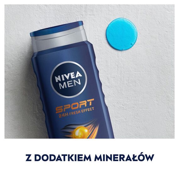 NIVEA MEN Sport Duschgel, Pflegedusche mit vitalisierendem Limonenduft und erfrischendem Schaum, Männer Duschgel mit Mineralien für Körper und Haar (500 ml) (Packung mit 5)