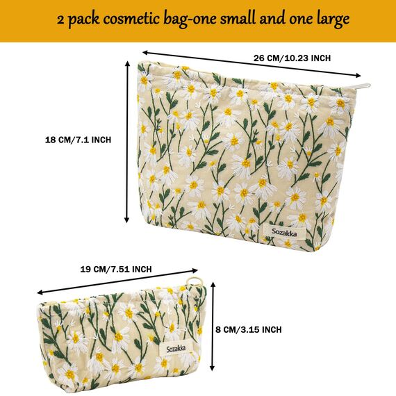 ONEGenug Kosmetiktasche Klein 2 Pcs Make up Tasche Damen Mädchen Schminktasche Organizer für Reise Geschenk