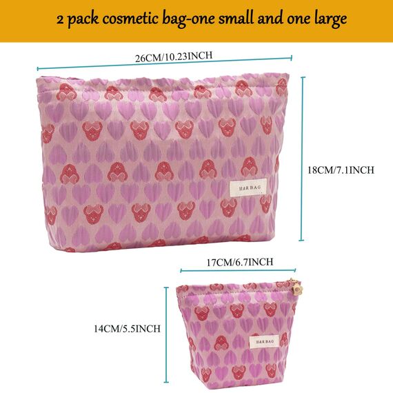 ONEGenug Kosmetiktasche Klein 2 Pcs Make up Tasche Damen Mädchen Schminktasche Organizer für Reise Geschenk