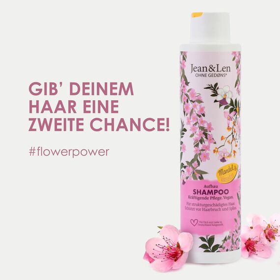 Jean & Len Shampoo Aufbau Mandel & Keratin, für strukturgeschädigtes Haar, schützt vor Haarbruch und Spliss, bändigt Frizz, Shampoo ohne Silikone und Parabene, vegan, 300 ml (Packung mit 2)