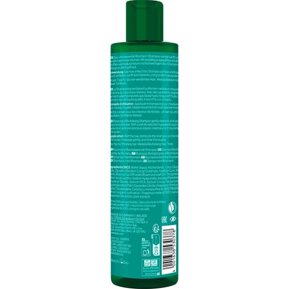 WELEDA Bio Rosmarin Revitalising Shampoo - Naturkosmetik Haarpflege Seife mit Hyaluronsäure & Rosmarinöl für mehr Volumen & eine gesunde Kopfhaut - Haarshampoo ohne Silikone & Sulfate (vegan, 250ml)