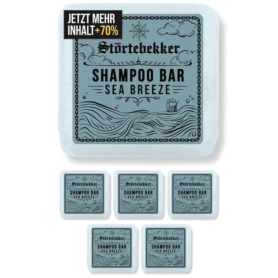 Störtebekker® Premium Shampoo Bar Sea Breeze (6x) - Festes Shampoo Herren & Damen - 3in1 Duschseife Männer für Haare, Kopfhaut & Bart - Feuchtigkeitsshampoo - vegan, handgefertigt - 6x100g