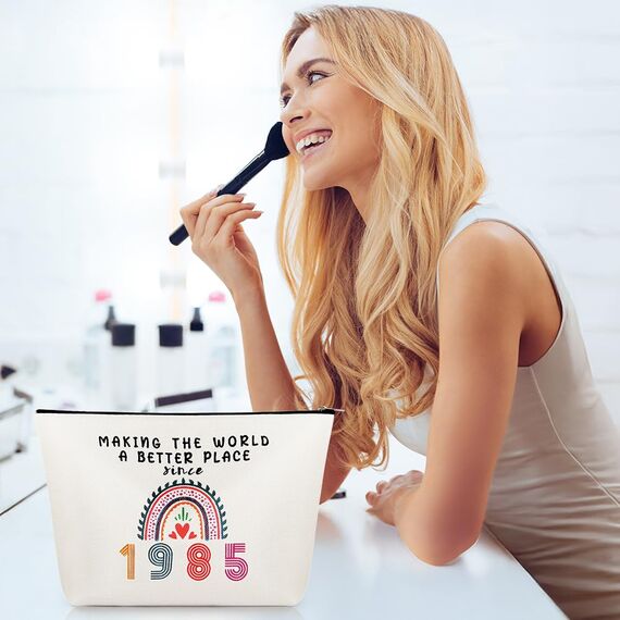 Aucuu Kosmetiktasche Damen, 18 Geburtstag Make-Up-Tasche, Schminktasche, Tragbare Makeup Bag, Mehrzweck Makeup Tasche, Geschenke für 18 Geburtstag Frauen, Tochter, Beste Freundinnen und Brautjungfern