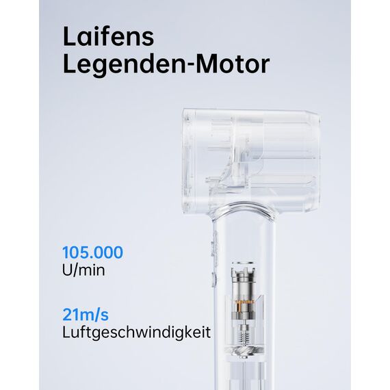 Laifen SE Haartrockner mit 200 Millionen negativen Ionen und Bürstenlosemstenlosem Motor mit 105.000 U/min. Leistungsstarker, schneller und leiser Haartrockner mit magnetischem Zubehör(Weiß