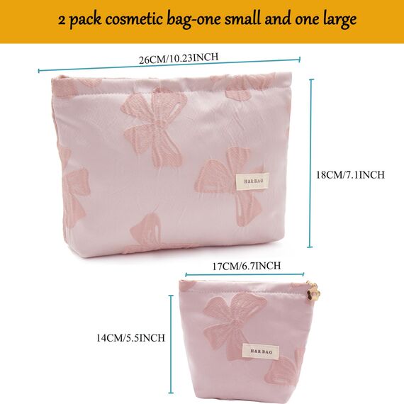 ONEGenug Kosmetiktasche Klein 2 Pcs Make up Tasche Damen Mädchen Schminktasche Organizer für Reise Geschenk