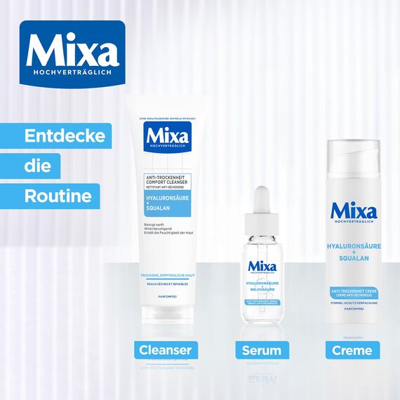 Mixa Anti-Trockenheit Creme, Gesichtscreme für trockene, empfindliche Haut, Mit Hyaluronsäure und Squalan, 50 ml