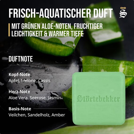 Störtebekker® Premium Shampoo Bar Aloe Vera (6x) - Festes Shampoo Herren & Damen - 3in1 Duschseife Männer für Haare, Kopfhaut & Bart - Feuchtigkeitsshampoo - vegan, handgefertigt - 6x100g
