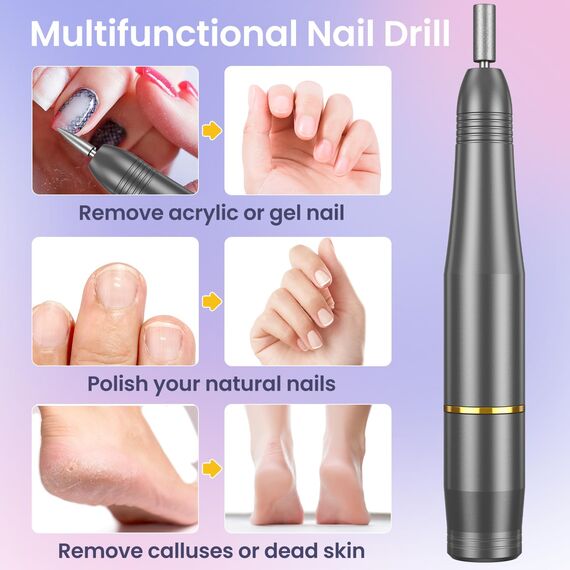 Nagelfräser, Elektrische Nagelfeile Maniküre Set, Fräser für gelnägel 20000 u/Min Verstellbare Geschwindigkei,Pediküre Maniküre Set Nagelfräser für Gelnägel,Nagelhaut Shellac Acrylgel,Acryl Gelnägel