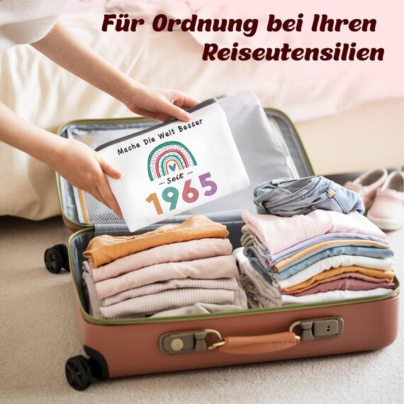 60 Geburtstag Frau Geschenk - Geschenk 60 Geburtstag Frau Make-Up-Tasche, Geschenk Zum 60 Geburtstag Frau Geschenkideen Für Die Ehefrau, Mutter, Freundin（1965）