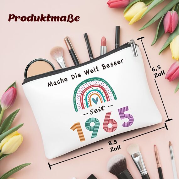 60 Geburtstag Frau Geschenk - Geschenk 60 Geburtstag Frau Make-Up-Tasche, Geschenk Zum 60 Geburtstag Frau Geschenkideen Für Die Ehefrau, Mutter, Freundin（1965）