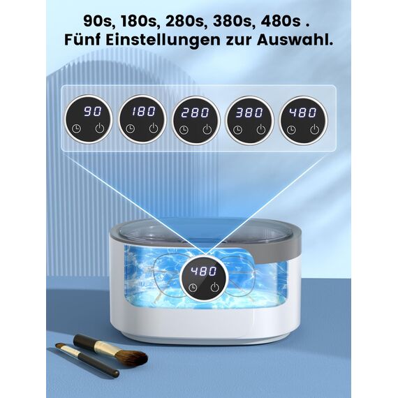 Ultraschallreinigungsgerät Ultraschallreiniger 600ml Ultraschallbad Ultrasonic Cleaner Mit 5 Zeitfunktionen für Brille Schmuck Uhren
