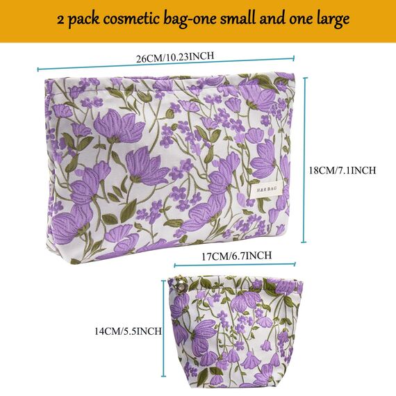 ONEGenug Kosmetiktasche Klein 2 Pcs Make up Tasche Damen Mädchen Schminktasche Organizer für Reise Geschenk